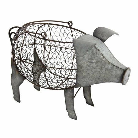 MUEBLES Southern Living Metal Pig Metal Accents & Wire Basket MU3179837